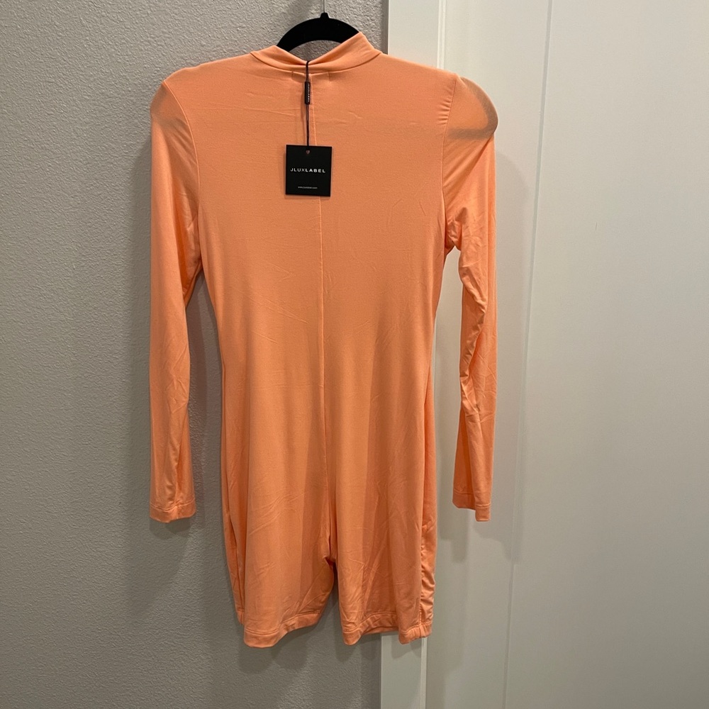 Brand New Jlux Basix Peach Loretta Half Zip Romper